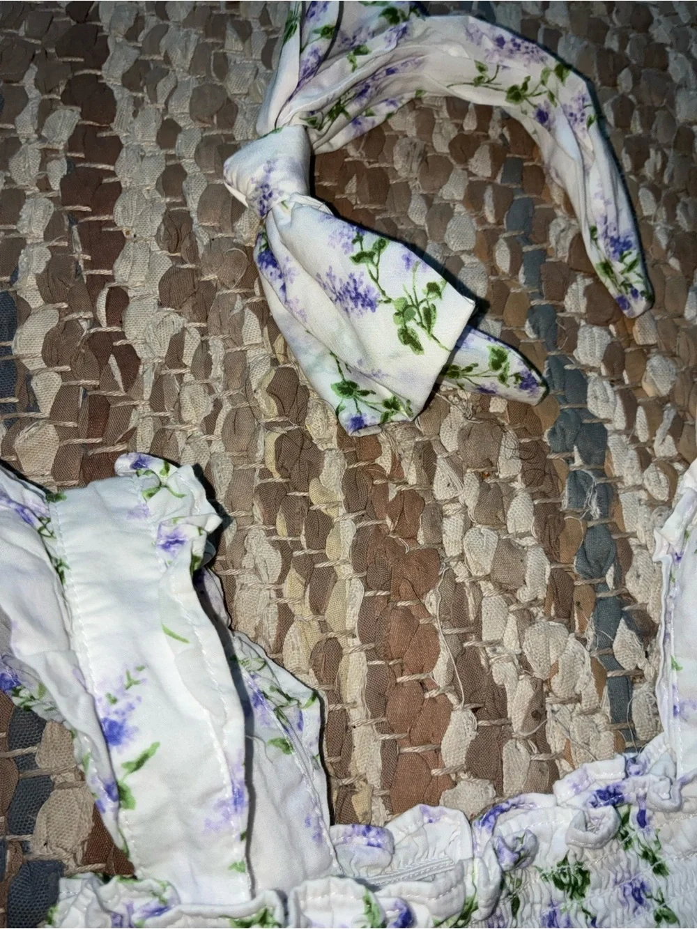 Janie and Jack White Dress with Lavender Floral Print and Headband